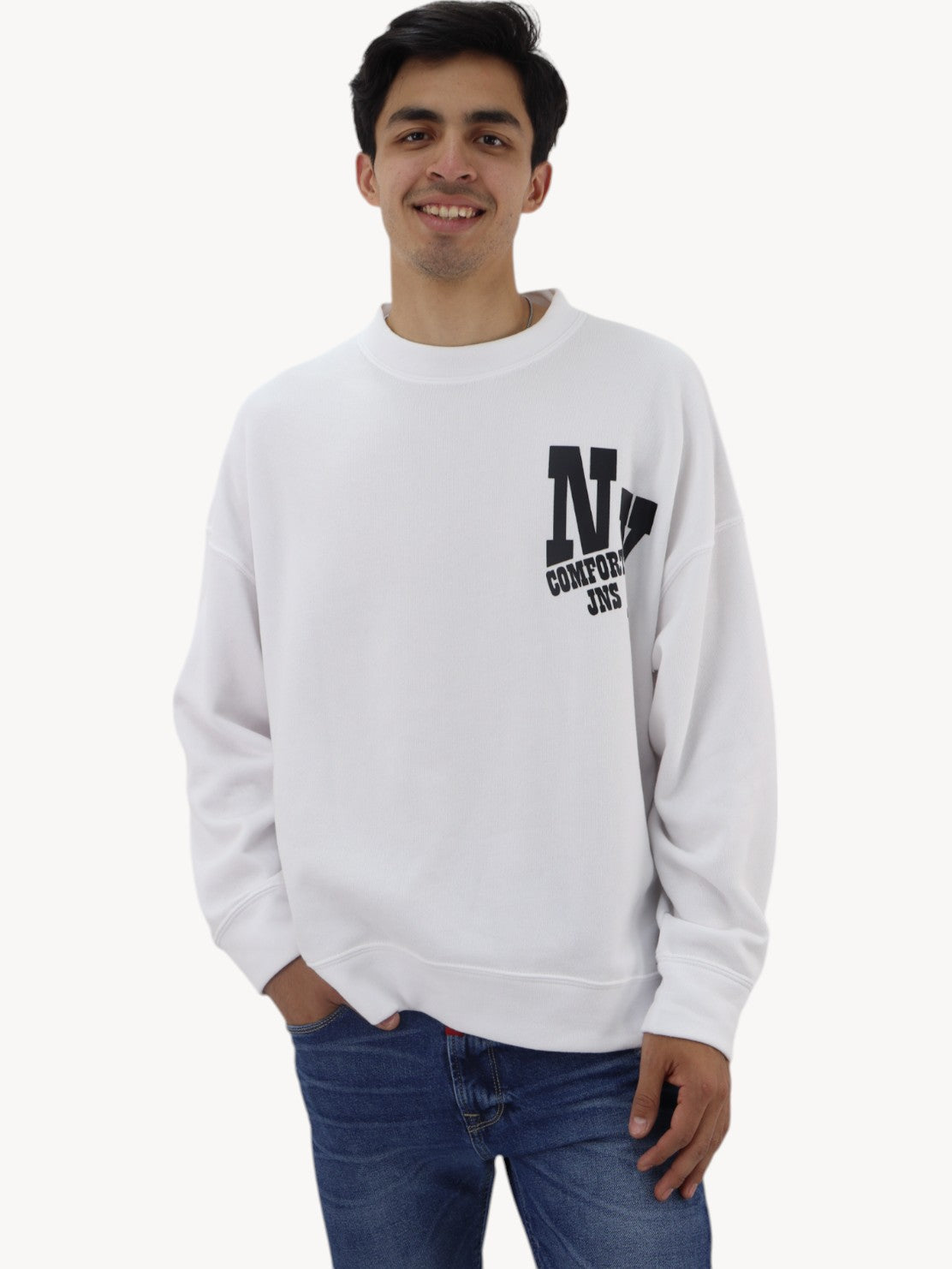 Sudadera oversize cuello redondo con logotipo