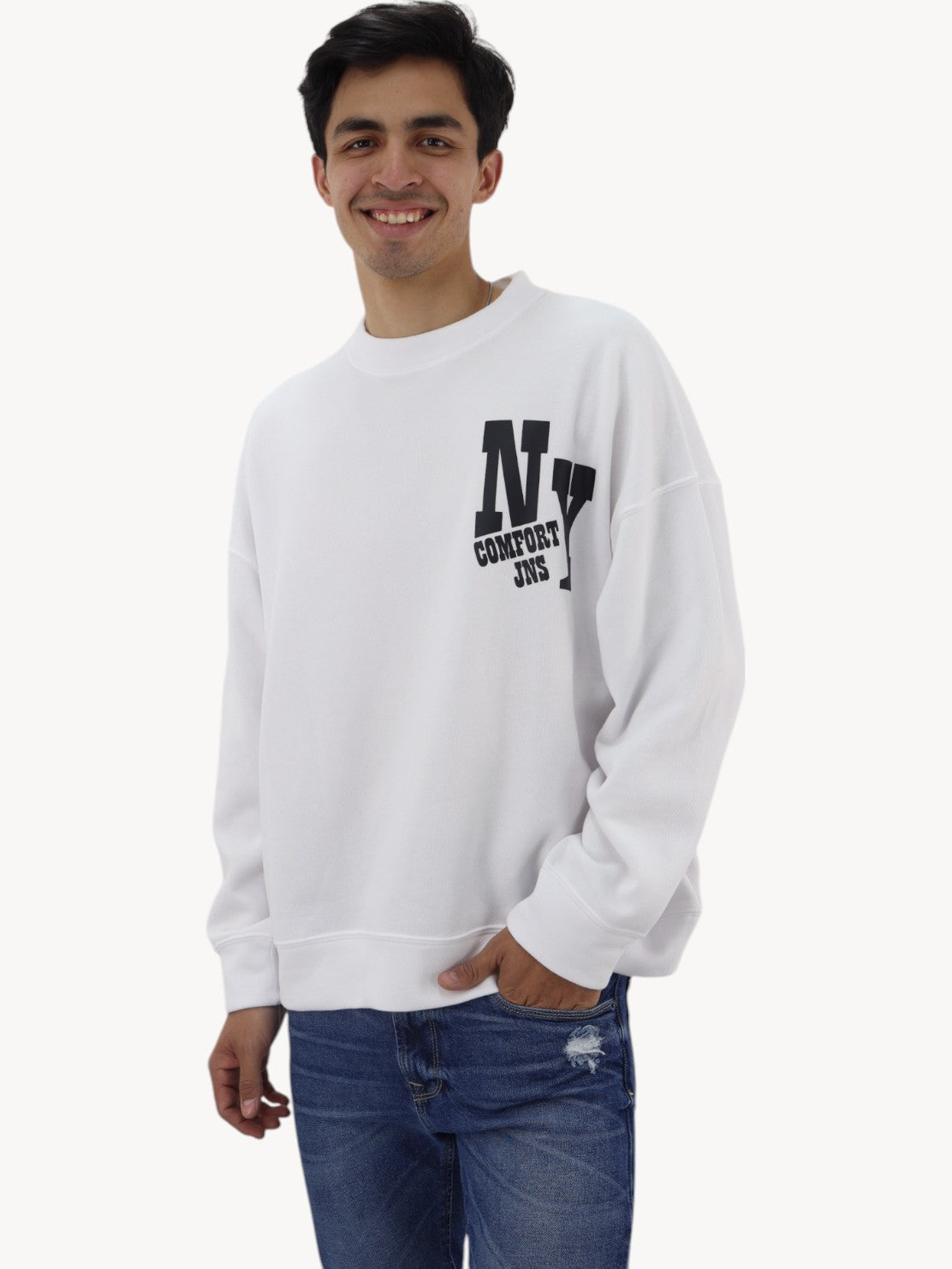 Sudadera oversize cuello redondo con logotipo
