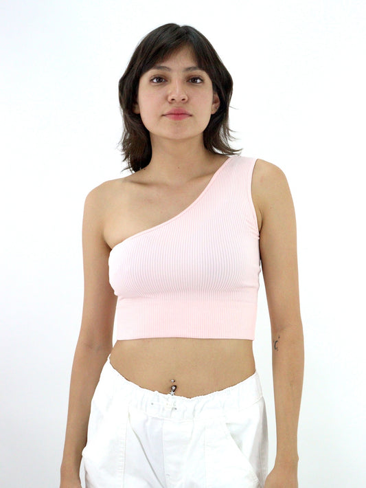 Blusa hombro descubierto de color rosa