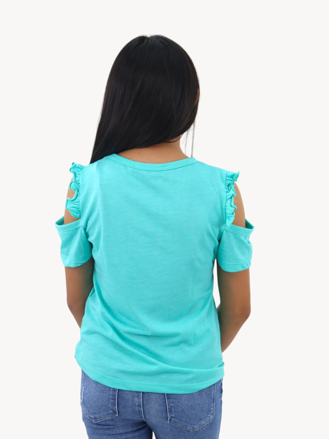 Playera hombro caído con diseño floral