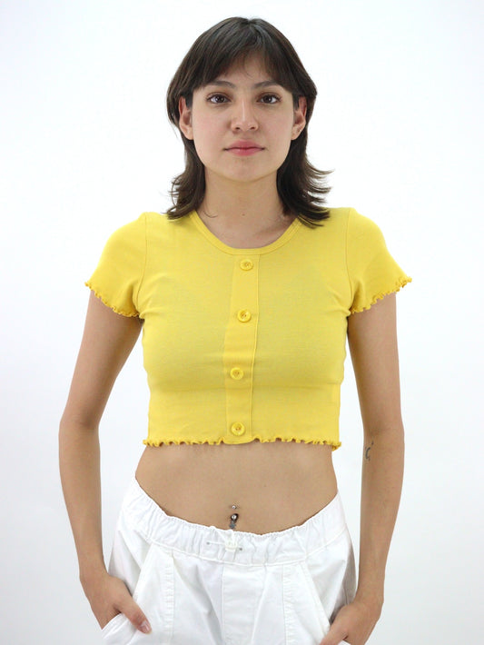Playera crop de tono amarillo