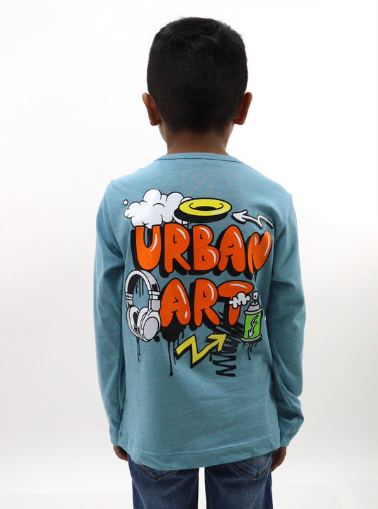 Playera manga larga con estampado urban art