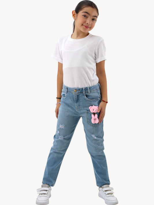 Jeans con detalle de osos en bolsa
