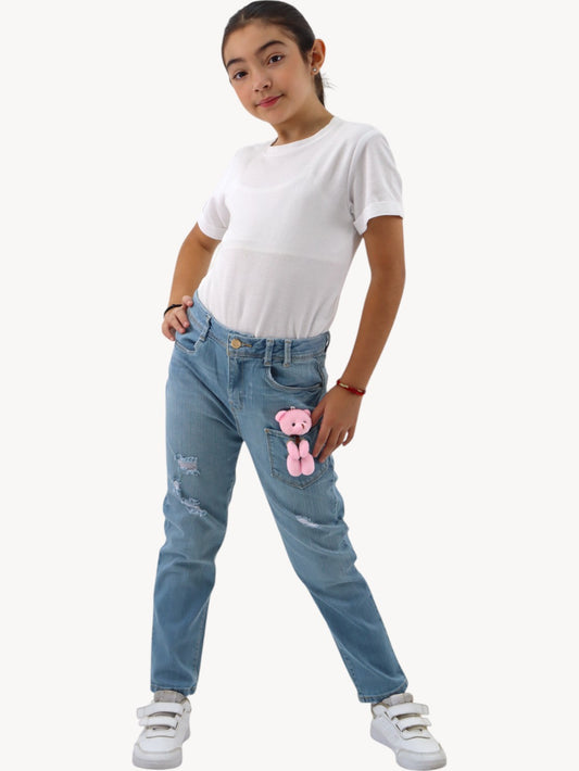 Jeans con detalle de osos en bolsa