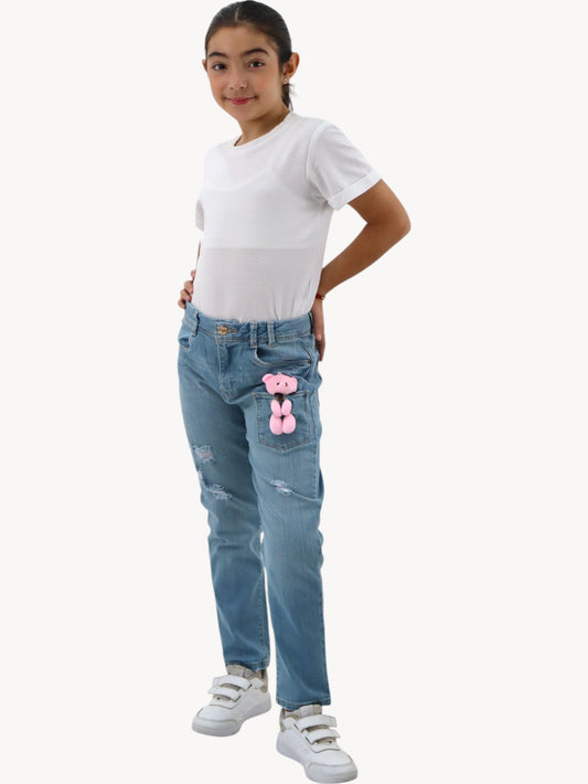 Jeans con detalle de osos en bolsa