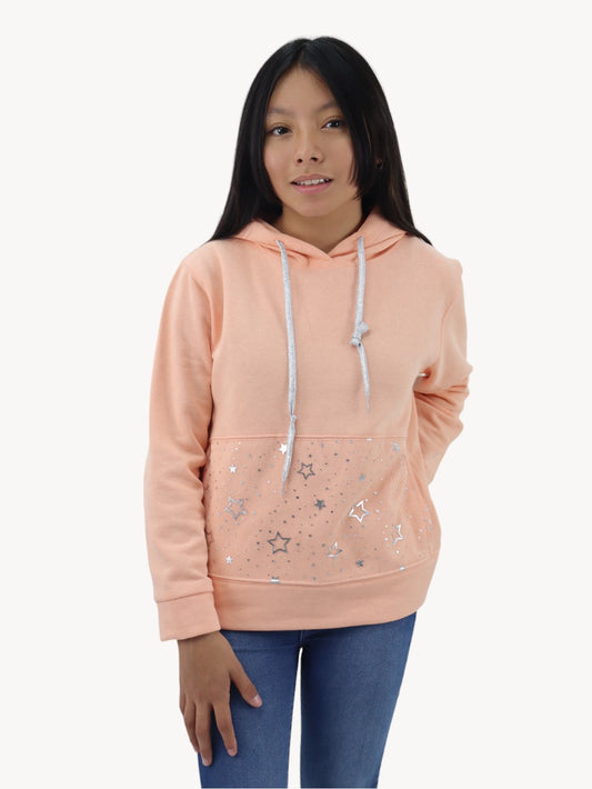 Sudadera melocotón con print stars