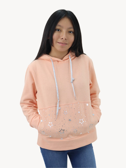 Sudadera melocotón con print stars