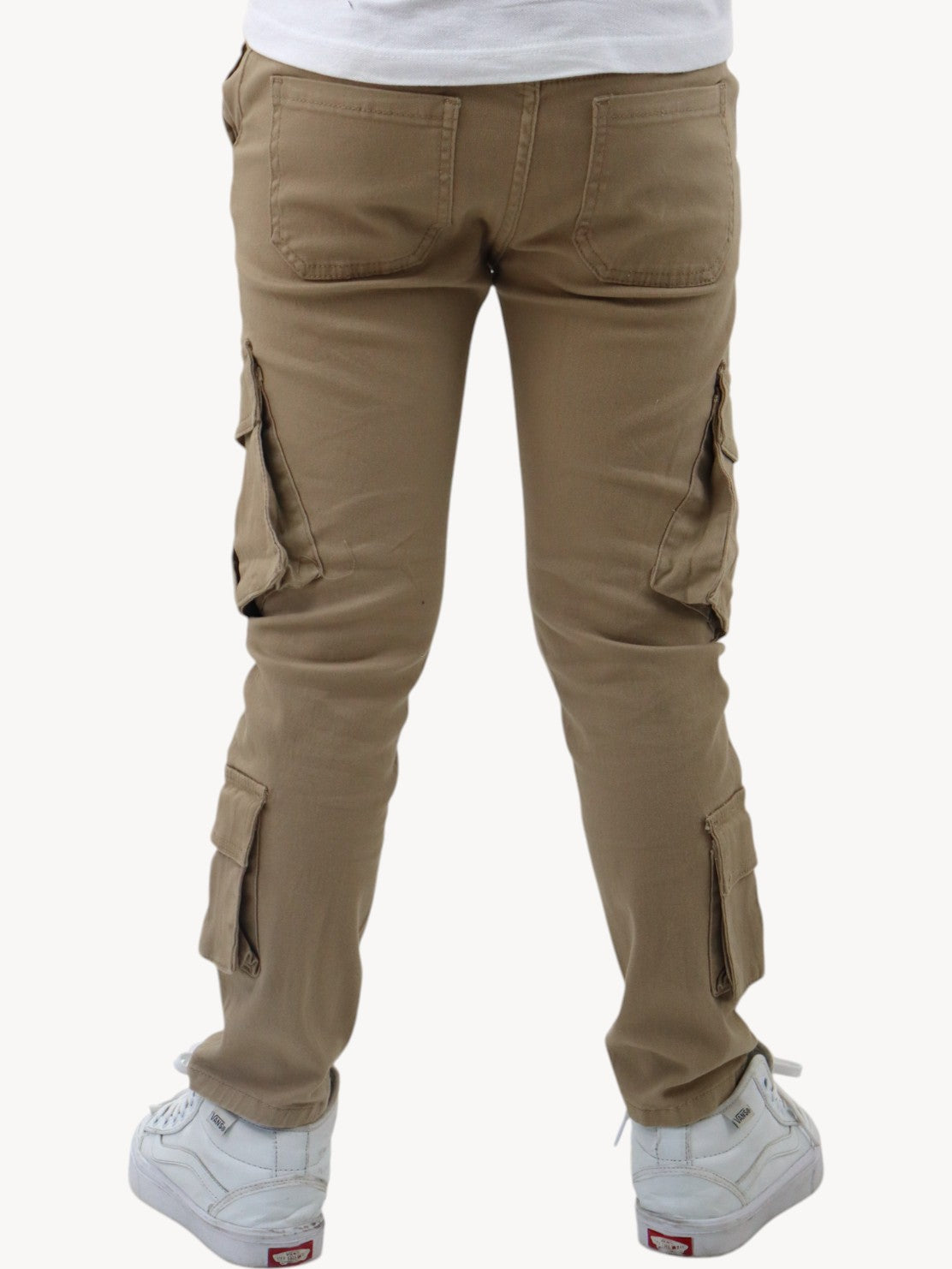 Jogger cargo con cintura elástica beige
