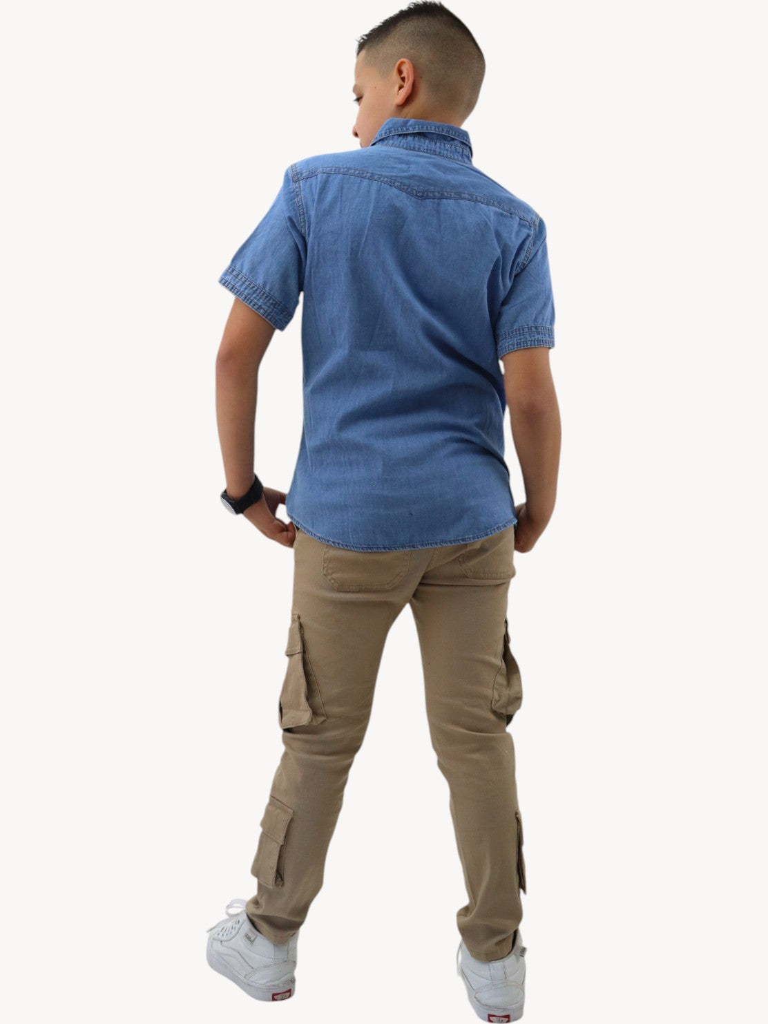 Camisa denim azul medio