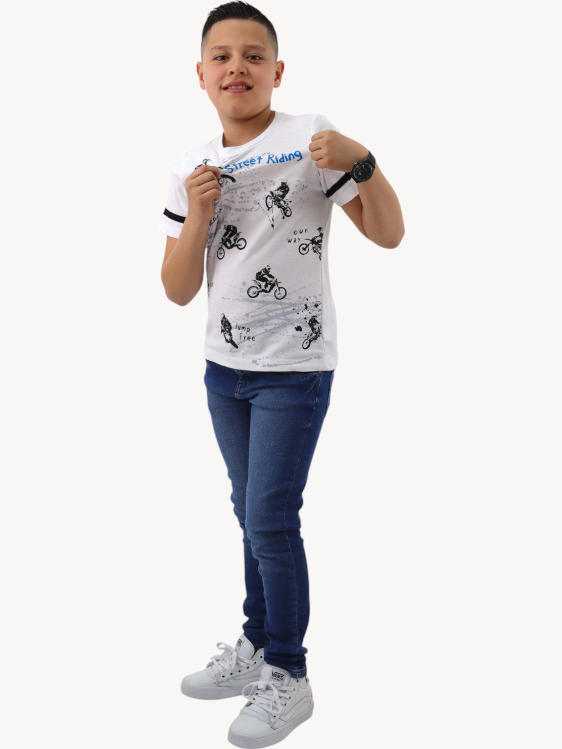 Jeans skinny de color azul medio