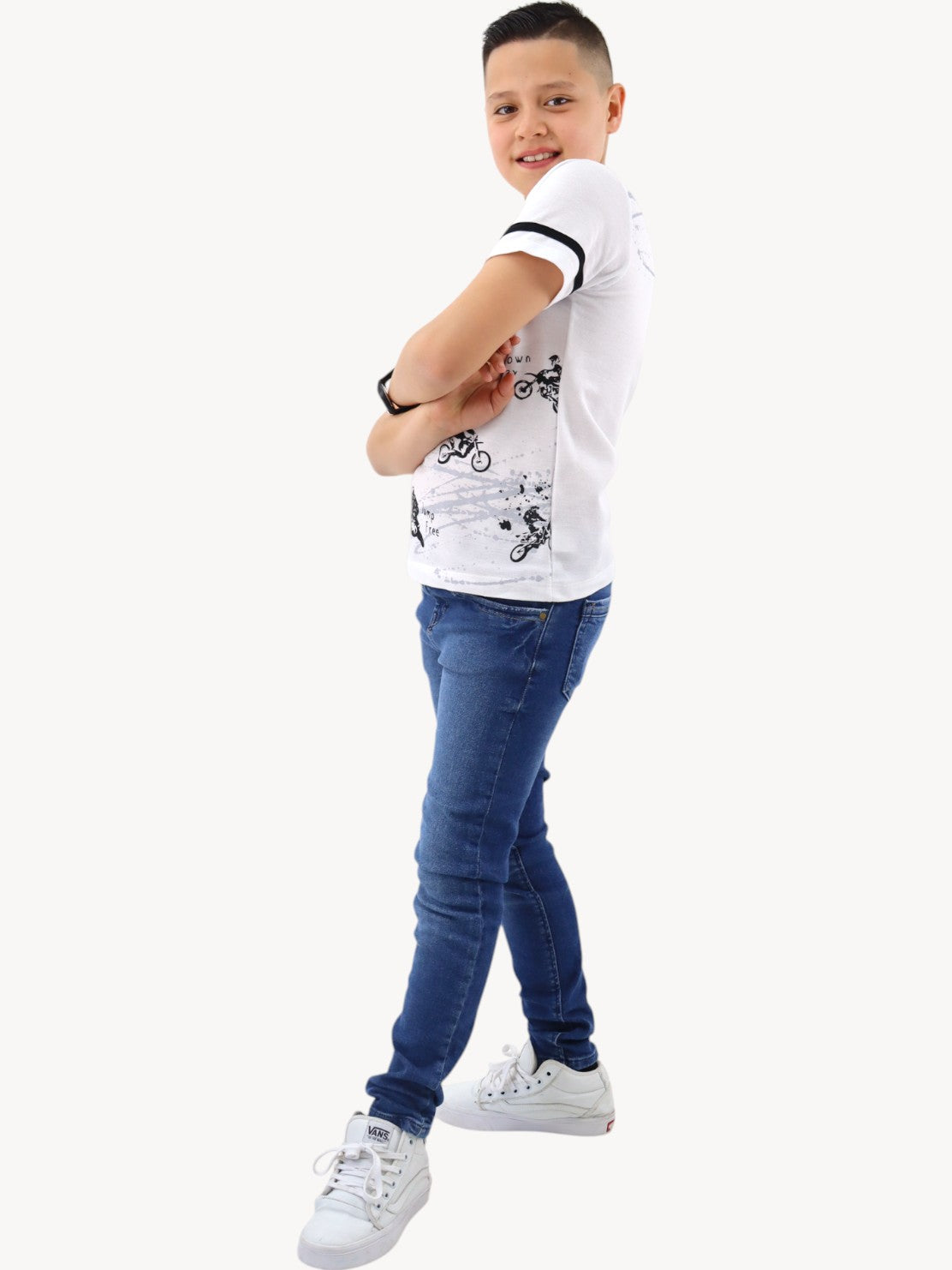 Jeans skinny de color azul medio