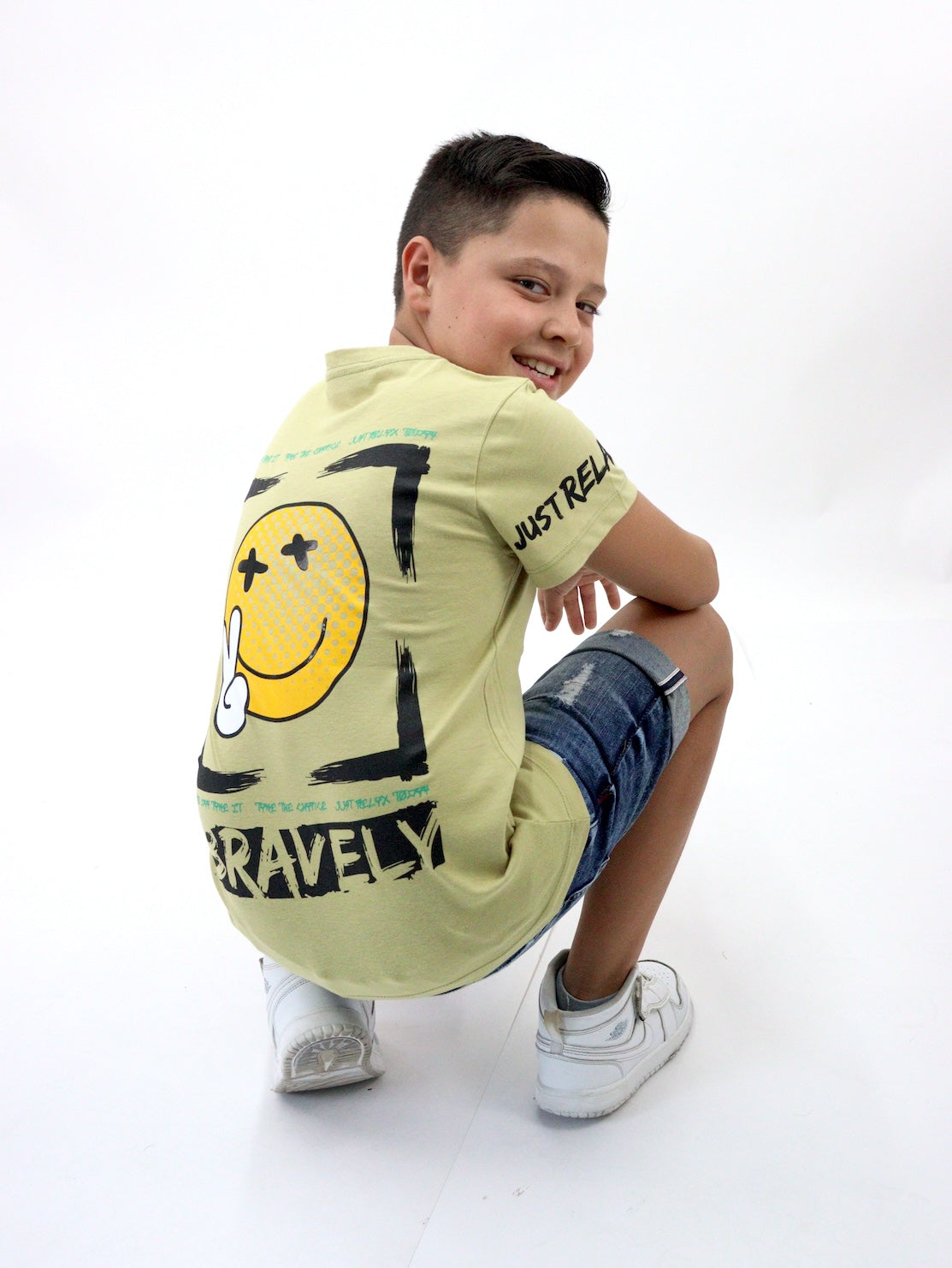 Playera smiley manga corta