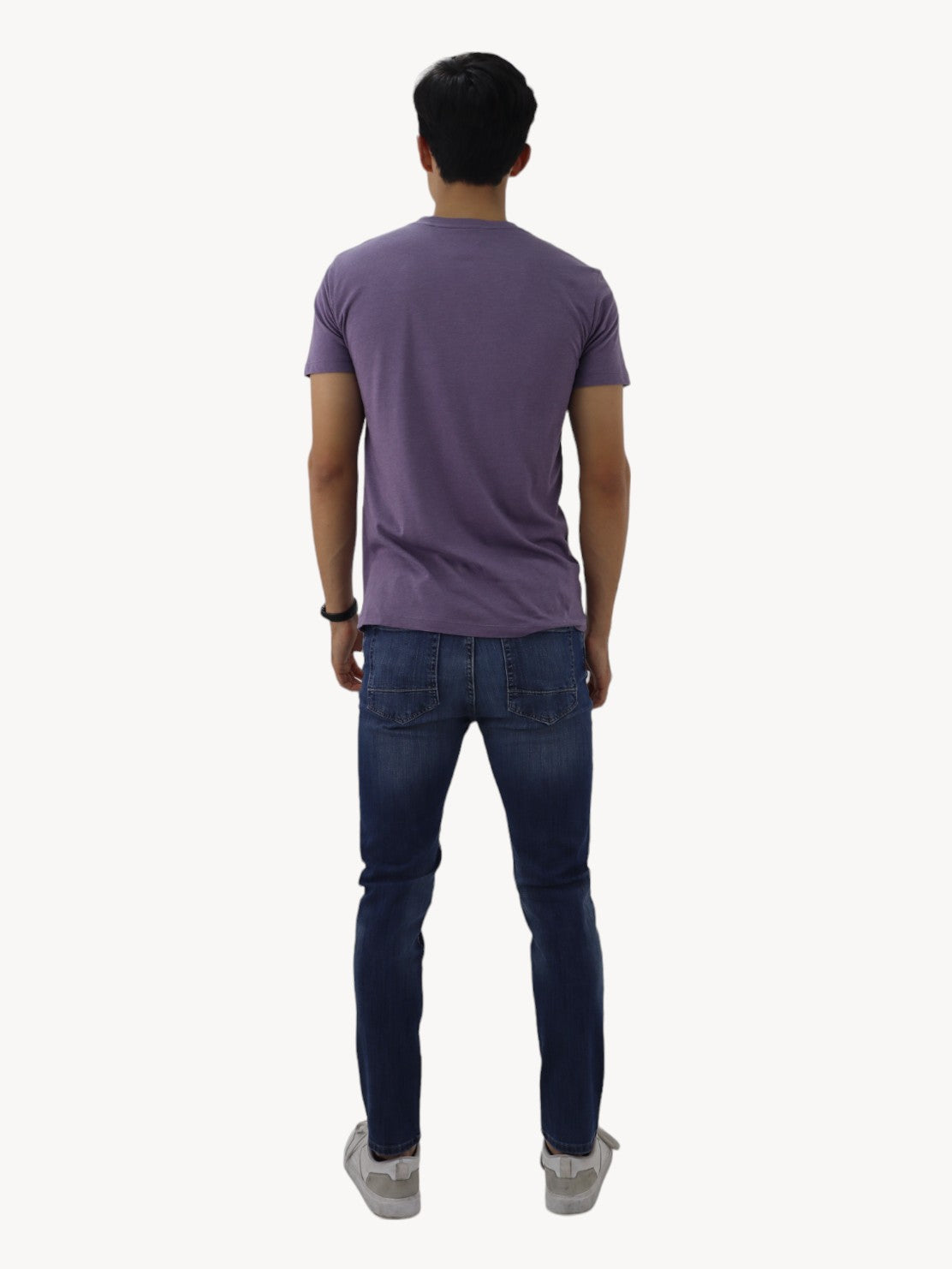 Jeans slim/skinny azul oscuro deslavado con destrucción