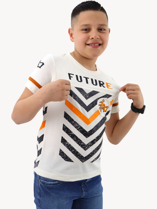 Playera manga corta de color hueso con estampado