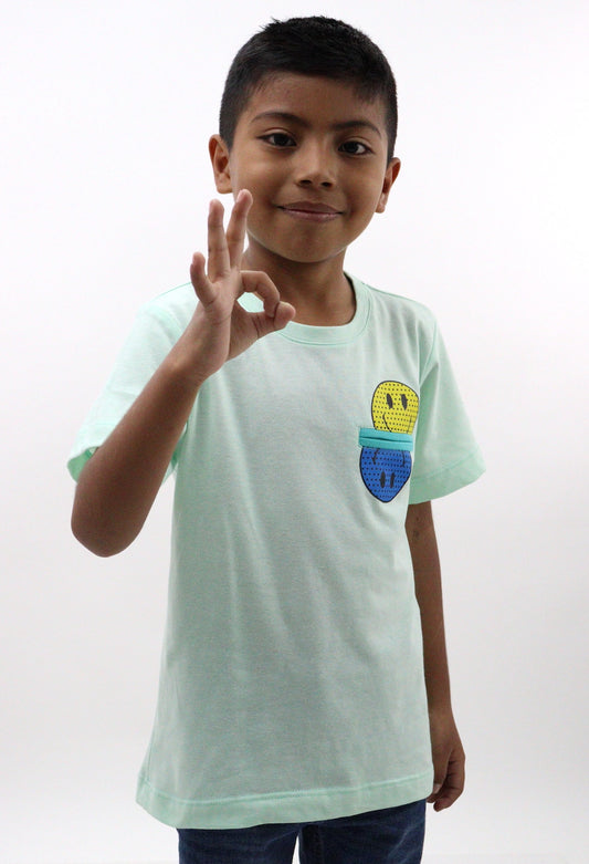 Playera smiley manga corta de color verde