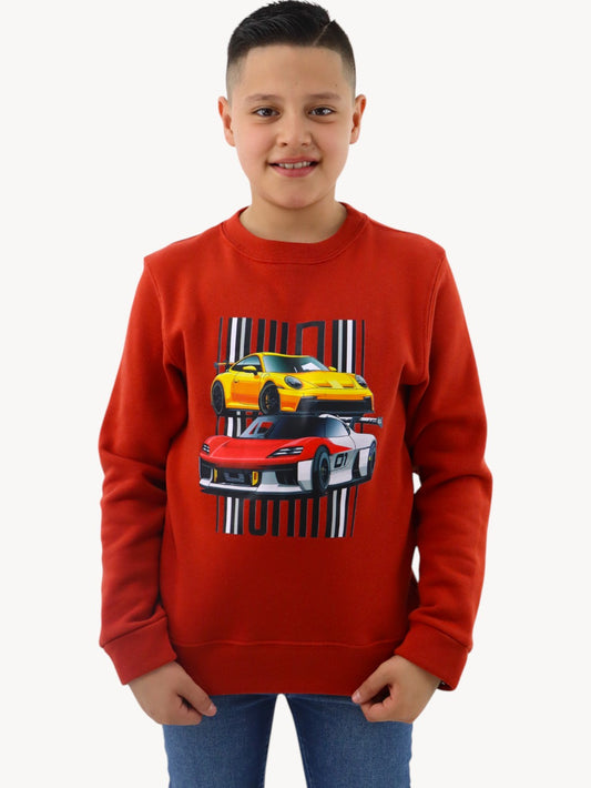 Sudadera cerrada con estampado de coches