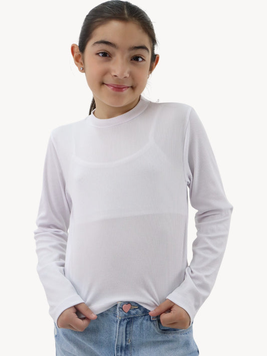 Playera manga larga de color blanco