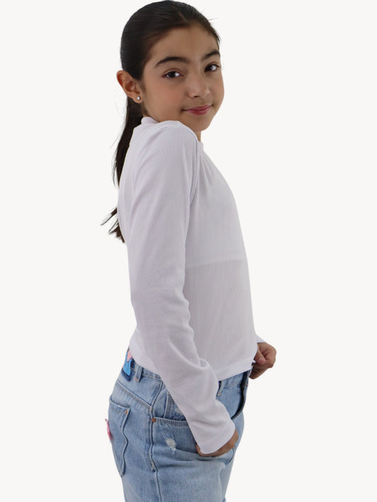 Playera manga larga de color blanco