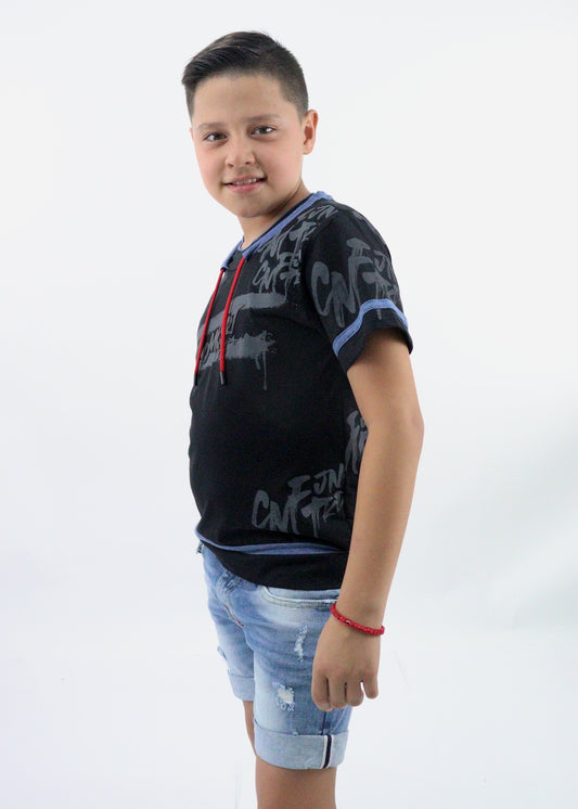 Playera manga corta con estampado