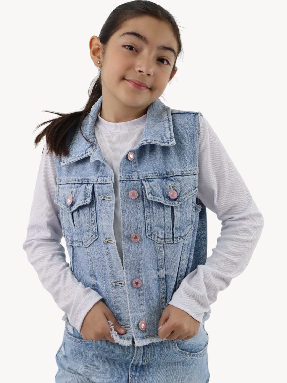 Chaleco denim con lentejuela reversible de unicornio