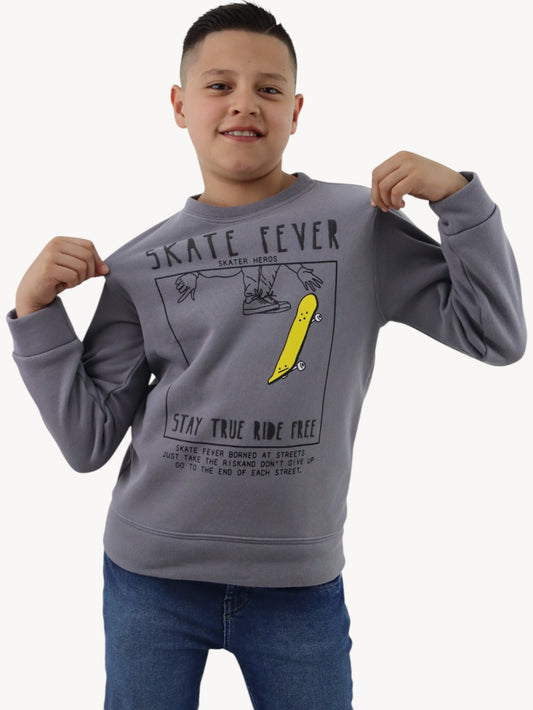 Sudadera cerrada de color gris con estampado