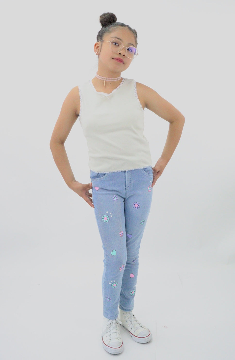 Jeans mom clasic con estampado floral