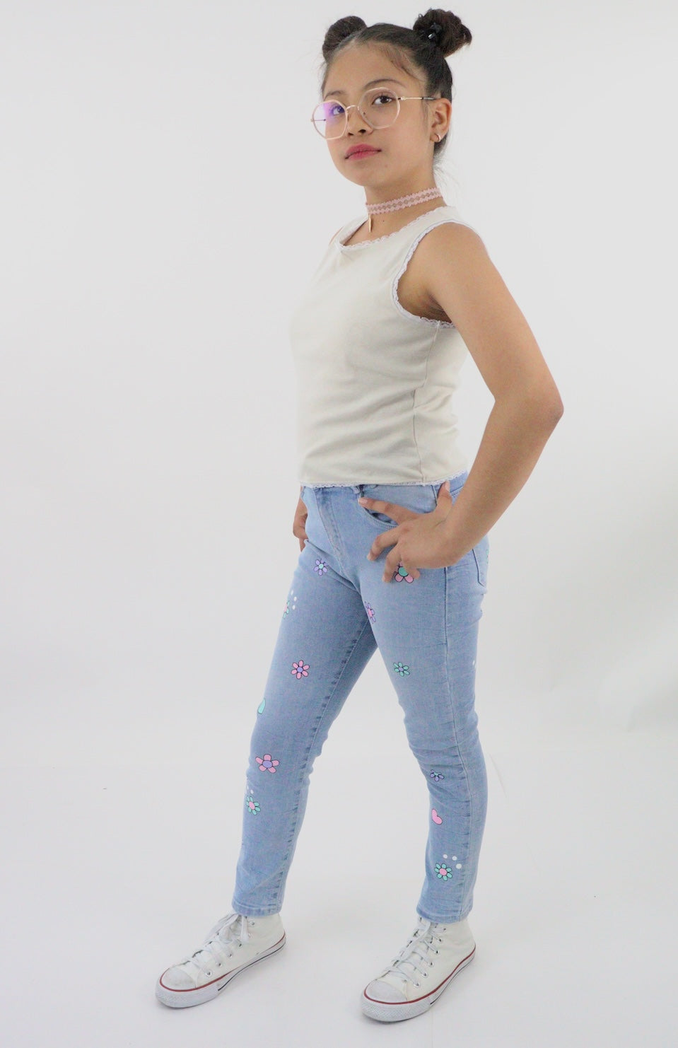 Jeans mom clasic con estampado floral