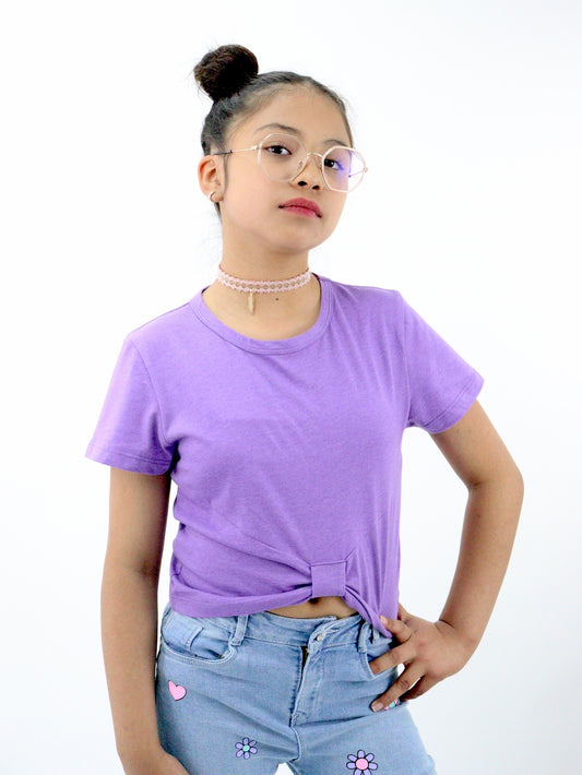 Playera manga corta con diseño de moño