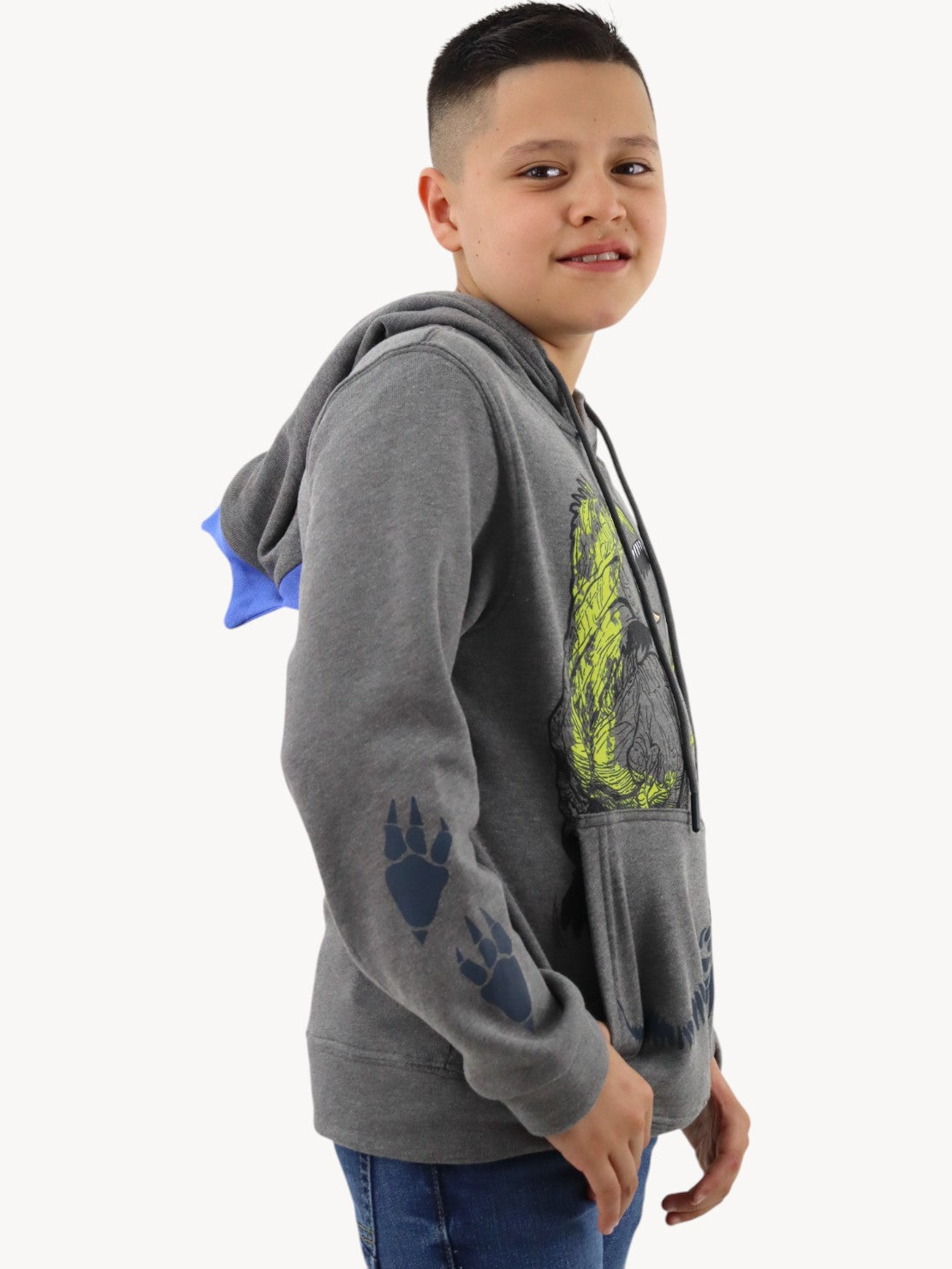 Sudadera con diseño de dinosaurio gris