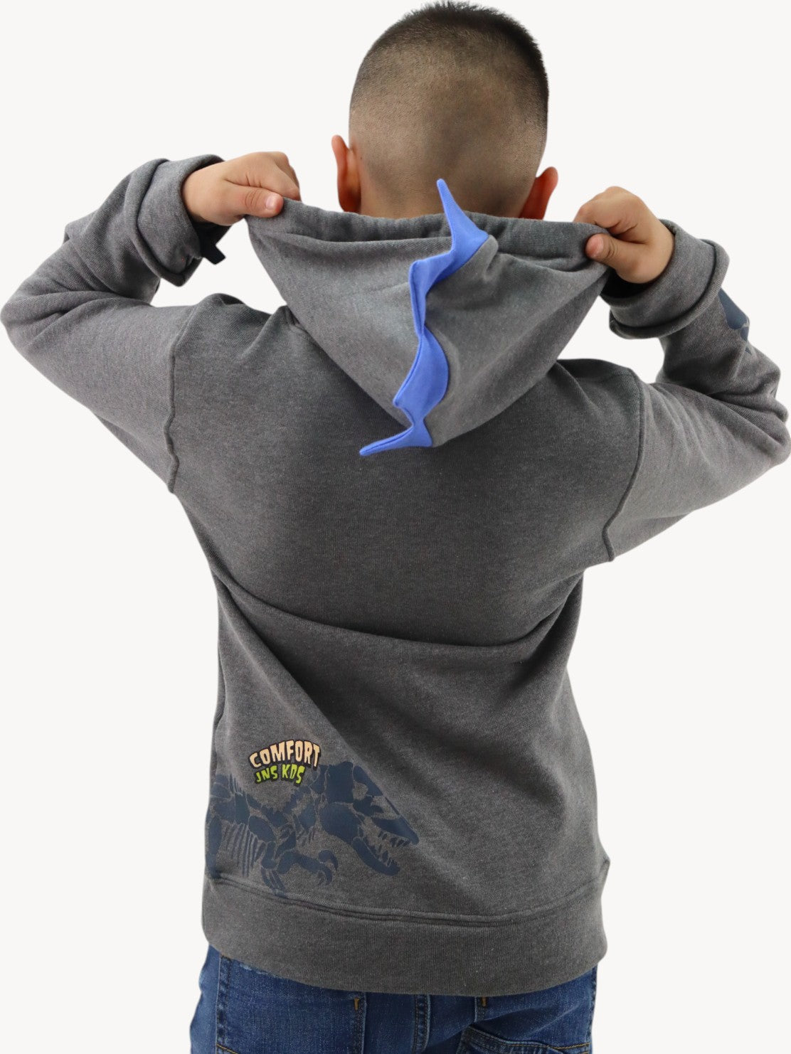 Sudadera con diseño de dinosaurio gris