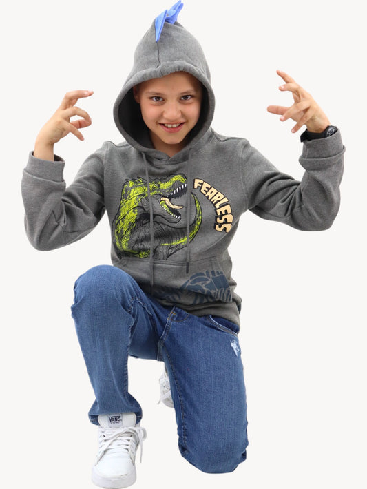 Sudadera con diseño de dinosaurio gris
