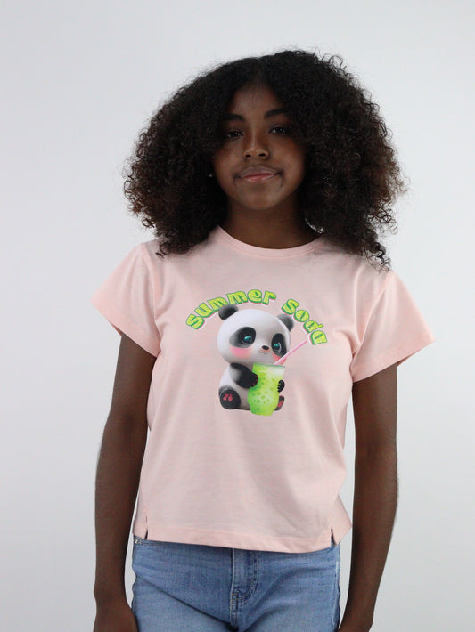 Playera manga corta con estampado de panda