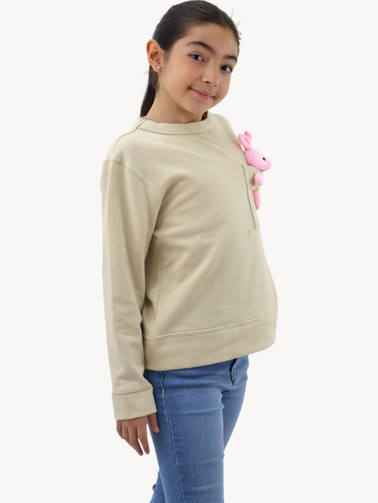 Sudadera cerrada color beige