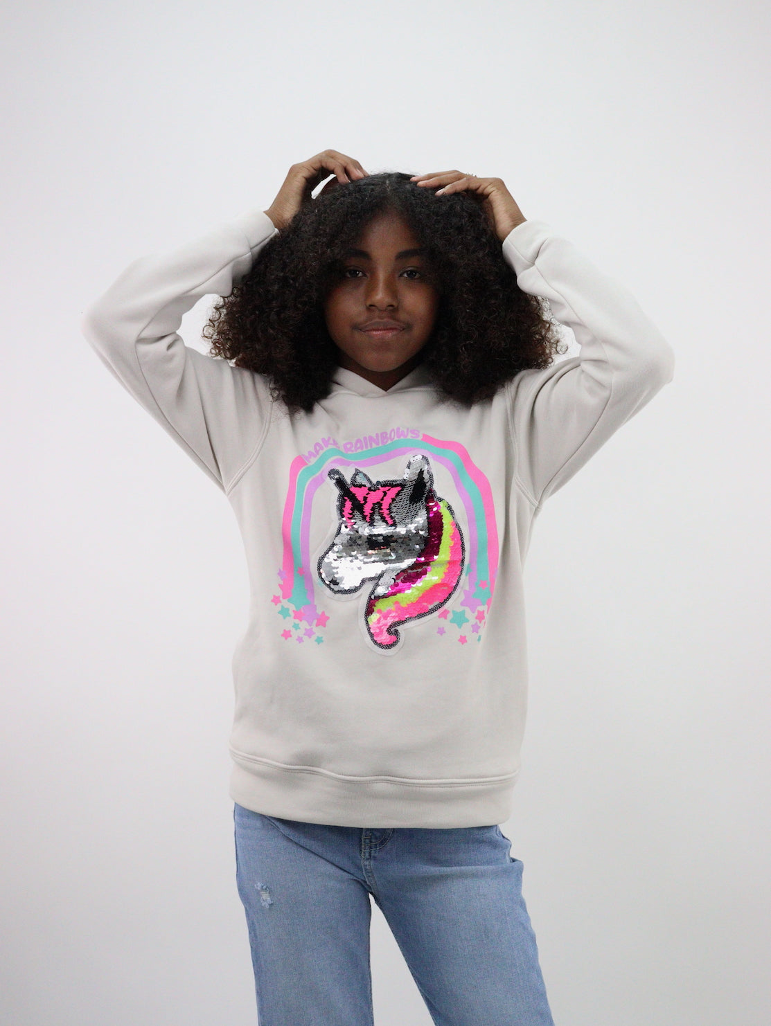 Sudadera con capucha con lentejuela reversible de unicornio