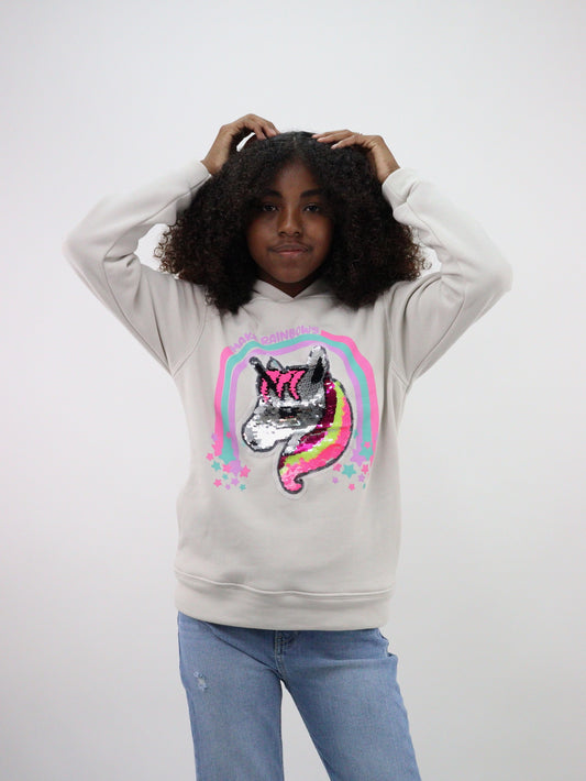 Sudadera con capucha con lentejuela reversible de unicornio