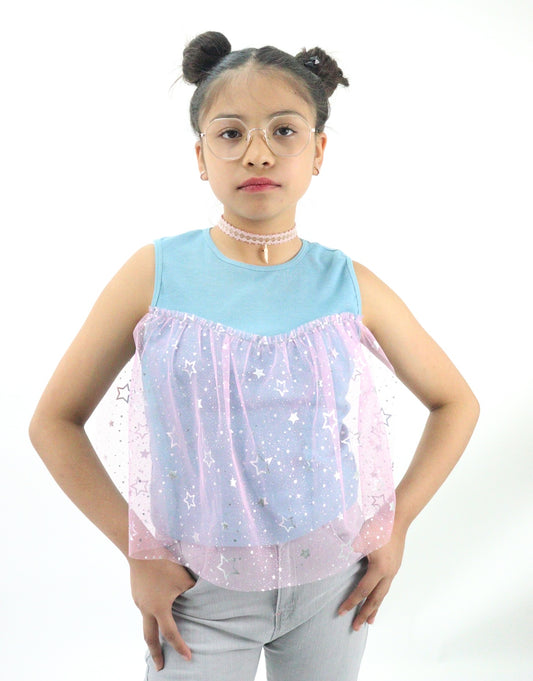 Playera tank de color combinado con mesh