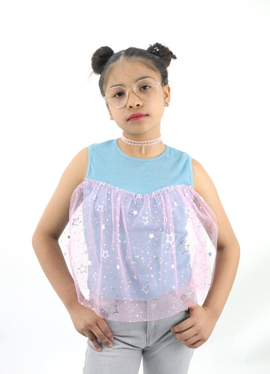 Playera tank de color combinado con mesh