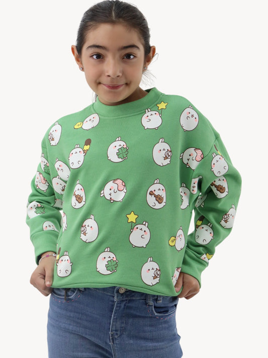 Sudadera cerrada de color verde con estampado