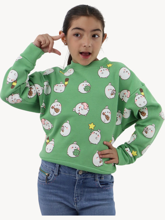 Sudadera cerrada de color verde con estampado