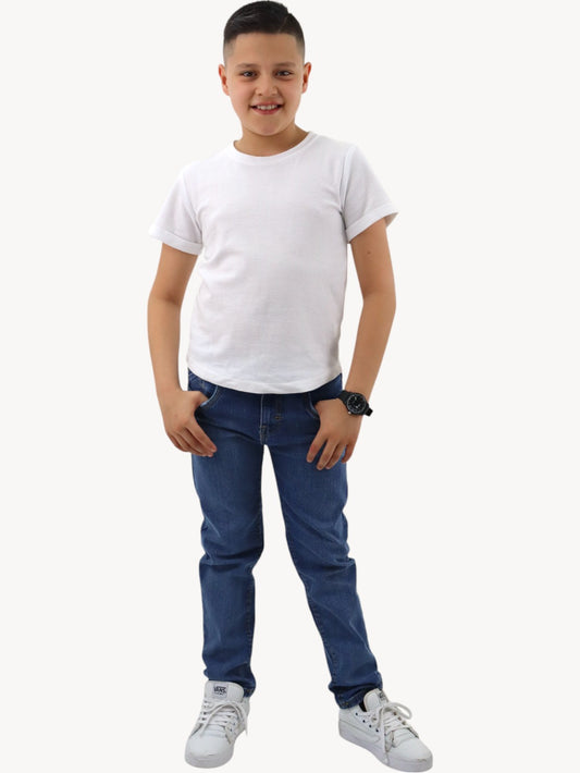 Jeans slim fit de tiro alto con cierre de botones