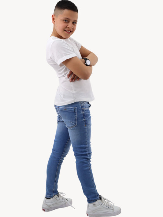 Jeans skinny de tiro alto con cierre de botones