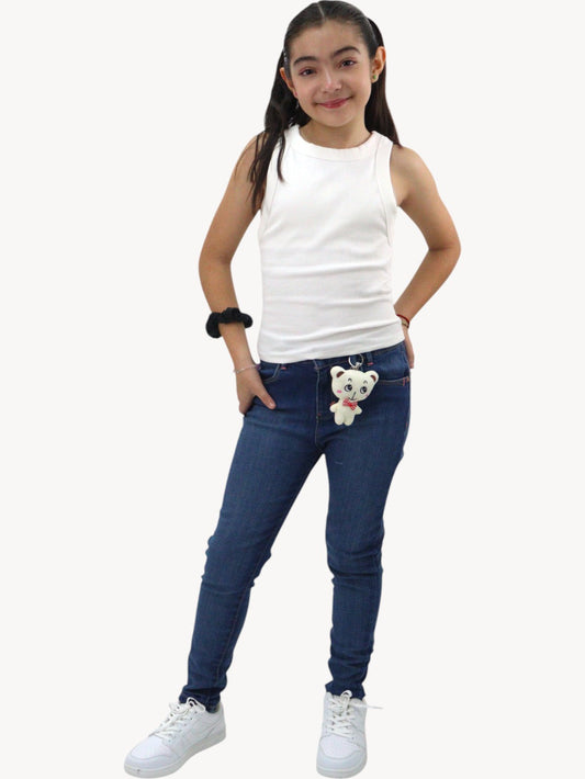Jeans skinny con colgante decorativo