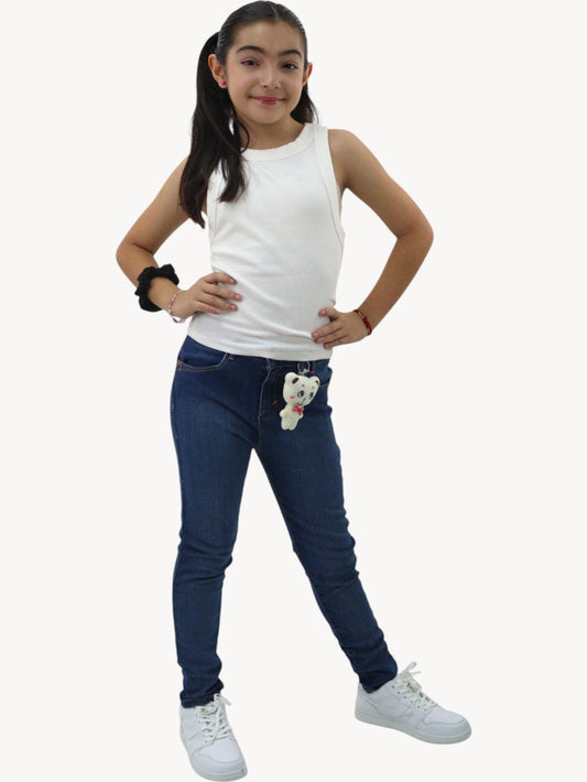 Jeans skinny con colgante decorativo