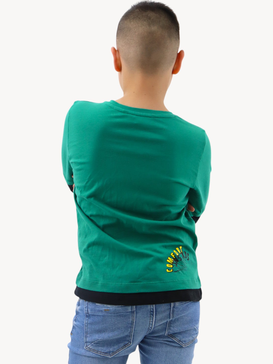 Playera manga larga con estampado de dinosaurio