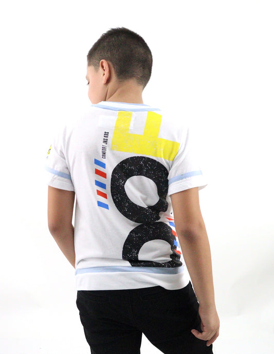 Playera de color combinado con estampado