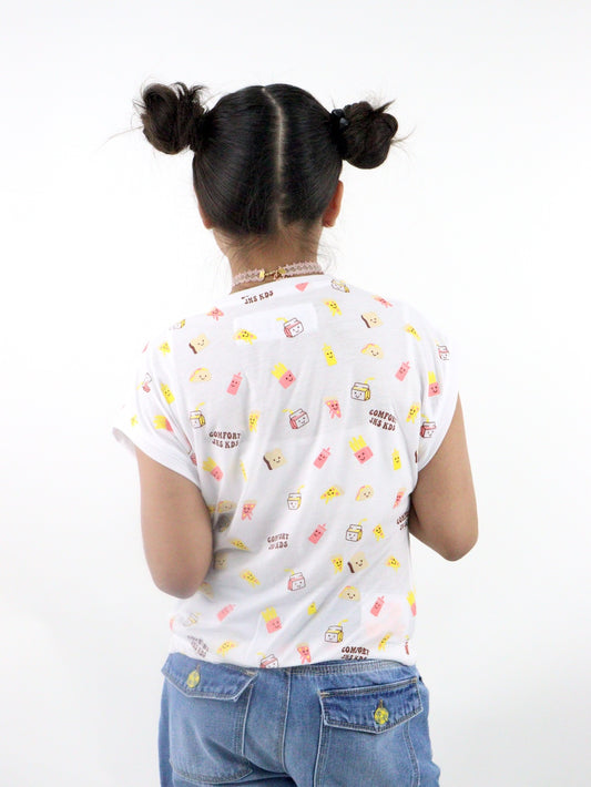 Playera manga corta de color blanco con print