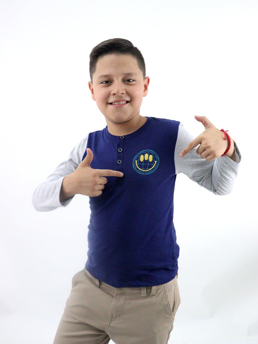 Playera raglán manga larga con estampado