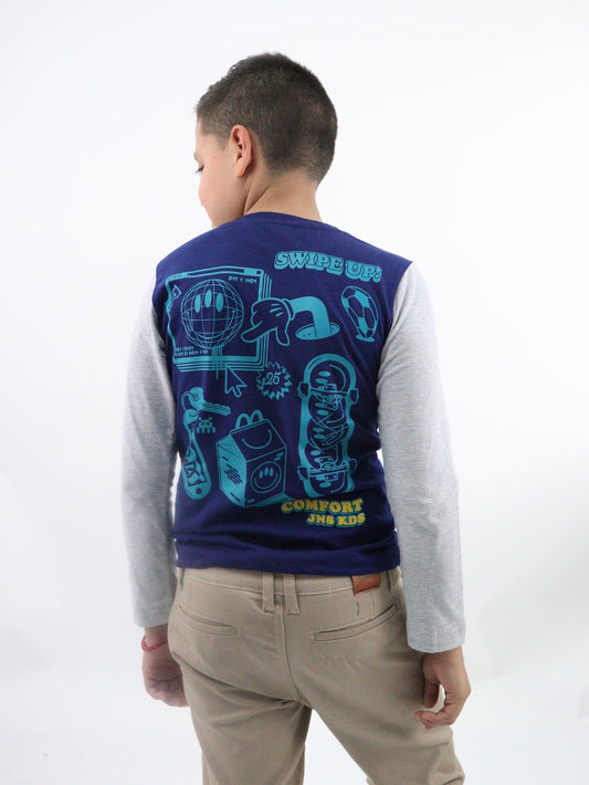 Playera raglán manga larga con estampado