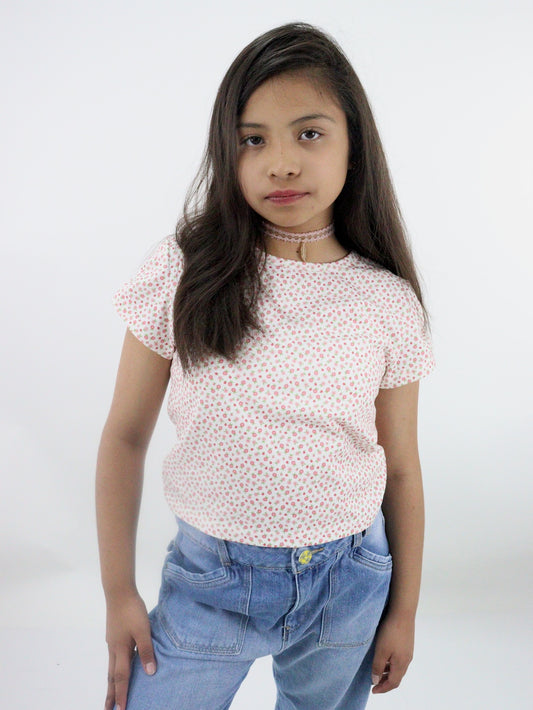 Playera manga corta con print floral