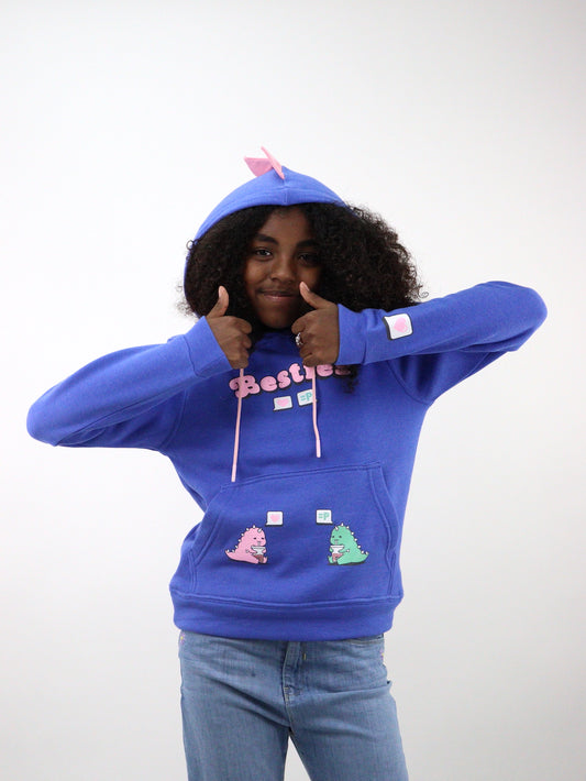 Sudadera con capucha de color azul con estampado